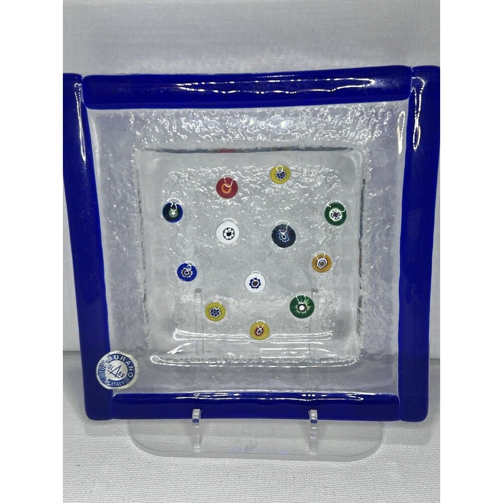 Vintage Murano Glass Dish – Made in Italy Millefiori details Art Glass” 1980s